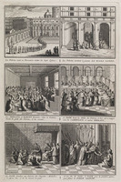 KG 11842
<br/>
Catholiques: Les Pelerins vont en Procession (...) pour fermer la PORTE SAINTE.
<br/>
<em>Picart, Bernard (1673-1733)</em>